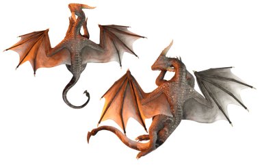 Wyvern ya da Dragon 'un Topdown Manzarası Yerde Uzanıyor, Yukardan Görüldü