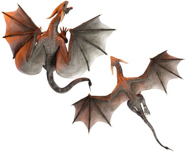 Wyvern ya da Dragon 'un Topdown Manzarası Yerde Uzanıyor, Yukardan Görüldü