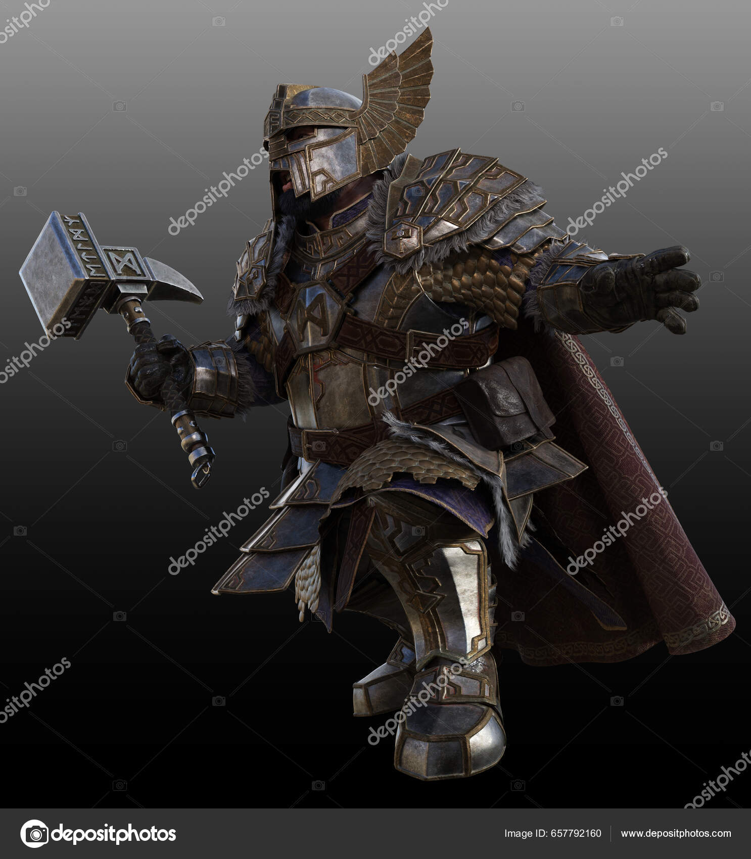 Fantaisie Nain Paladin Chevalier Armure Lourde image libre de droit par  Ravven © #657792160