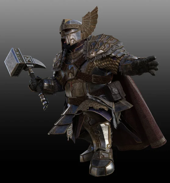 Fantasy Dwarven Paladin Knight Heavy Armor — Stock Photo, Image