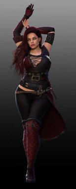 Göğüs Parıltısı Seksi Fantezi veya Steampunk Kadın Korsan