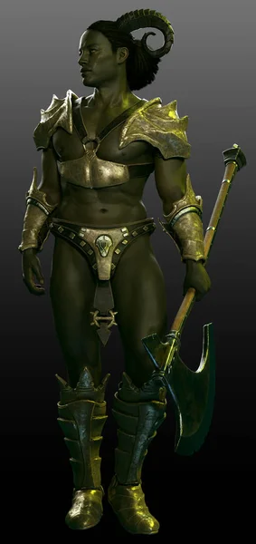Sexy Fantasy Orc Hombre Guerrero Bárbaro Con Piel Verde Sin —  Fotos de Stock