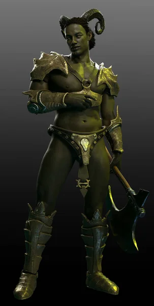 Sexy Fantasy Orc Αρσενικό Πολεμιστής Barbarian Πράσινο Δέρμα Shirtless Buff — Φωτογραφία Αρχείου