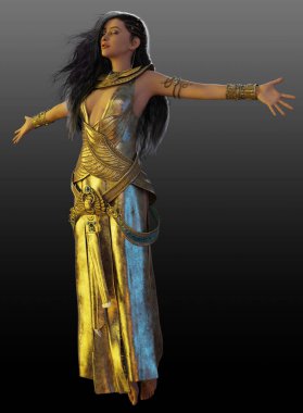 Fantezi Mısırlı Rahibe veya Altın Doğu Elbiseli Dansçı