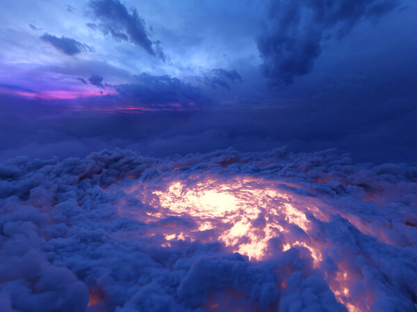Dramatic Sci Fi Cloud Formation Whirlpool, Aerial Clouds