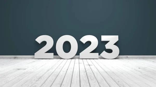 Νέο Έτος 2023 Έννοια Ξύλινο Πάτωμα Σκούρο Φόντο — Φωτογραφία Αρχείου