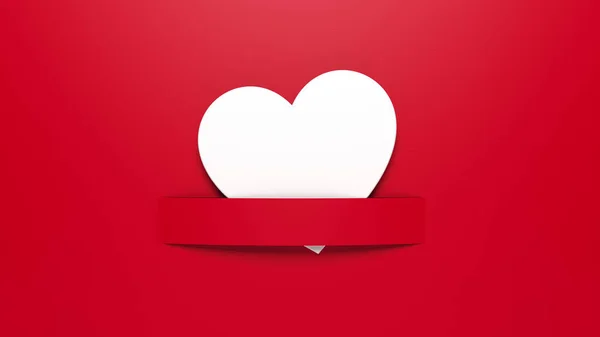 Valentýna Pozadí Bílým Papírovým Listem Tvaru Srdce Červeném Pozadí Ilustrace Royalty Free Stock Fotografie