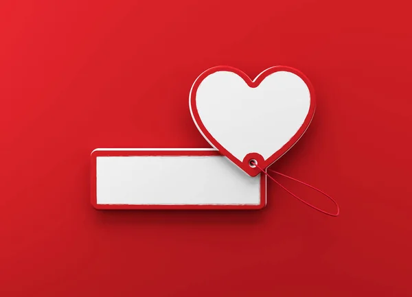 Šťastný Valentýn Prodejní Šablona Srdcem Tvaru Štítku Cenu Červeném Pozadí Royalty Free Stock Obrázky