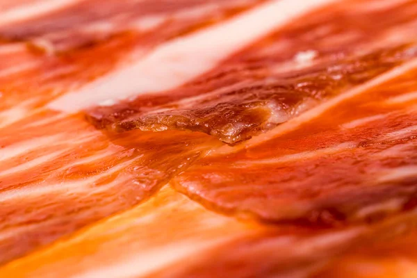 Close Juicy Slices Iberico Ham Serrano Ham Background Screensaver Abstract — Stock Photo, Image