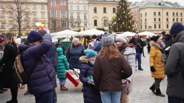 Krakow Polonia 2022 Concurso Anual Miniaturas Atracciones Cracovia Vísperas Navidad — Vídeo de stock