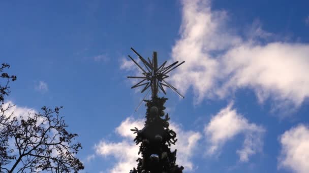 Aralık Ayında Krakow Yeni Yıl Arifesinde Noel Tatili Arifesinde Mavi — Stok video