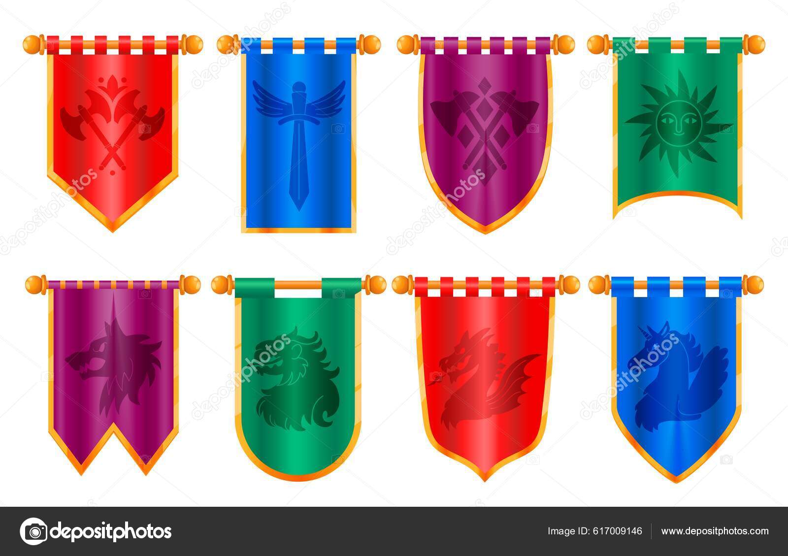 Bandeira Real Medieval Bandeiras Vitorianas Clássicas Com Pingente  Cavaleiro Antigo imagem vetorial de tartila.stock.gmail.com© 617009146