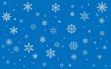 Düşen kar taneleri. Kış tozu tatil dekoratif unsurları mevsimlik kar fırtınası donmuş hava sembolleri. Vektör arkaplanı. Kar fırtınası, karlı kış mevsimi, xmas tatili