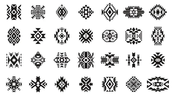 Adorno Tribal Azteca Elementos Geométricos Motivos Étnicos Cultura Nativa Americana — Vector de stock