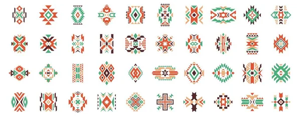 Ethnisches Motiv Der Azteken Indianische Geometrische Muster Farbige Mexikanische Stammeskunst — Stockvektor