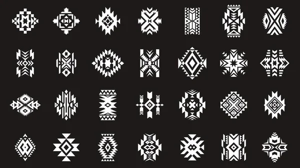 Aztekische Geometrische Tätowierung Ethnische Abstrakte Dekorative Ornamente Altindisch Amerikanische Stammesmotive — Stockvektor