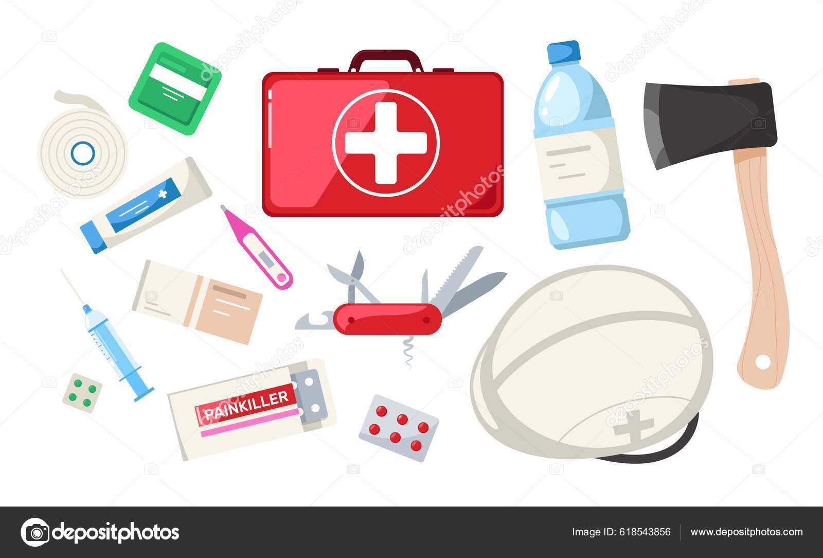 Conjunto de elementos de ferramentas médicas. conjunto de desenhos animados  de ferramentas médicas