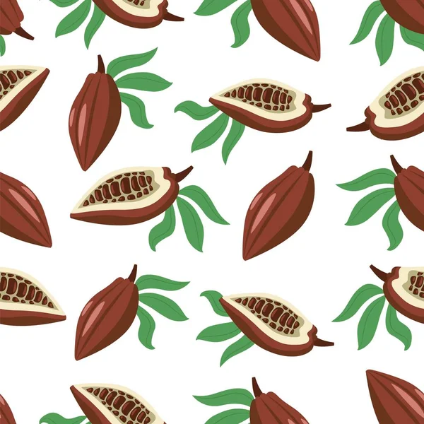 Patrón Dibujos Animados Cacao Impresión Sin Costura Productos Abstractos Chocolate — Archivo Imágenes Vectoriales