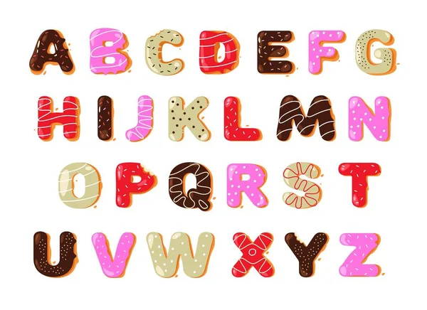 Donut Alphabet Cartoon Süßigkeiten Bäckerei Schrift Für Logo Design Kreative — Stockvektor