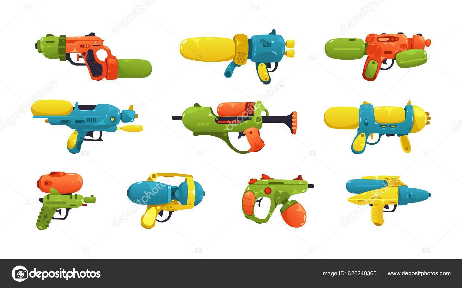Cartoon Pistolet Eau Armes Jouets Pour Enfants Équipement Pistolet Puéril  Vecteur par ©tartila.stock.gmail.com 620240360