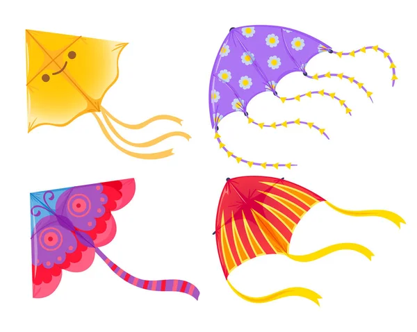 Cartoon Farbige Drachen Set Für Spielende Kinder Illustration Des Papierband — Stockvektor