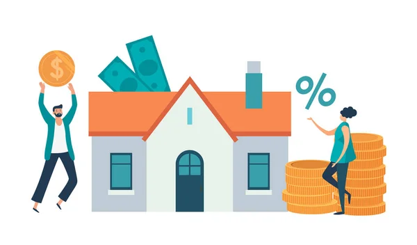 Kreditgeldkonzept Darlehen Und Hypothek Für Das Haus Vektor Der Finanzierung — Stockvektor