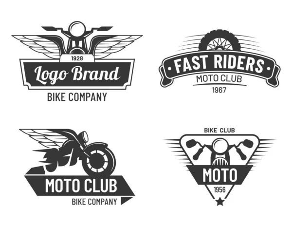 Juego Insignias Moto Club Motociclistas Rápidos Ilustración Del Club Motocicleta — Vector de stock