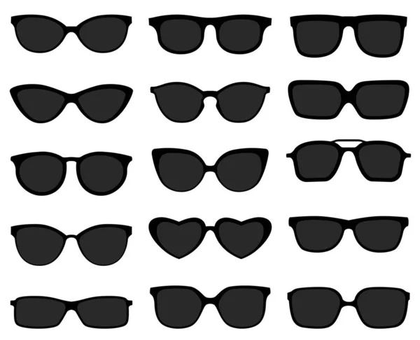 Czarny Zestaw Okularów Przeciwsłonecznych Ciemne Okulary Ramki Odizolowane Biało Tylna — Wektor stockowy