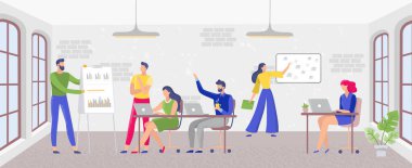 Team collaboration, work flow in office concept. Vector of business team work, teamwork in office, illustration of concept collaboration