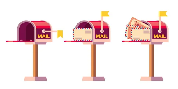 Posta Kutusu Dolu Boş Posta Kutusu Içinde Mektup Olan Posta — Stok Vektör