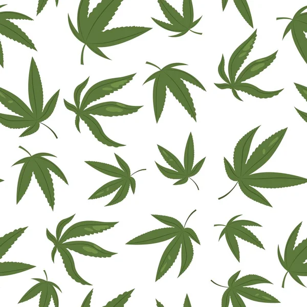 Unkrautmuster Nahtloser Druck Mit Cannabis Grünem Blatt Medizinisch Legalisiertem Marihuana — Stockvektor