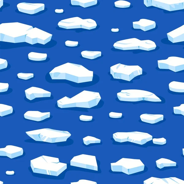 Drijft Het Ijspatroon Naadloze Print Met Blauwe Bevroren Gletsjerstukken Drijvende — Stockvector