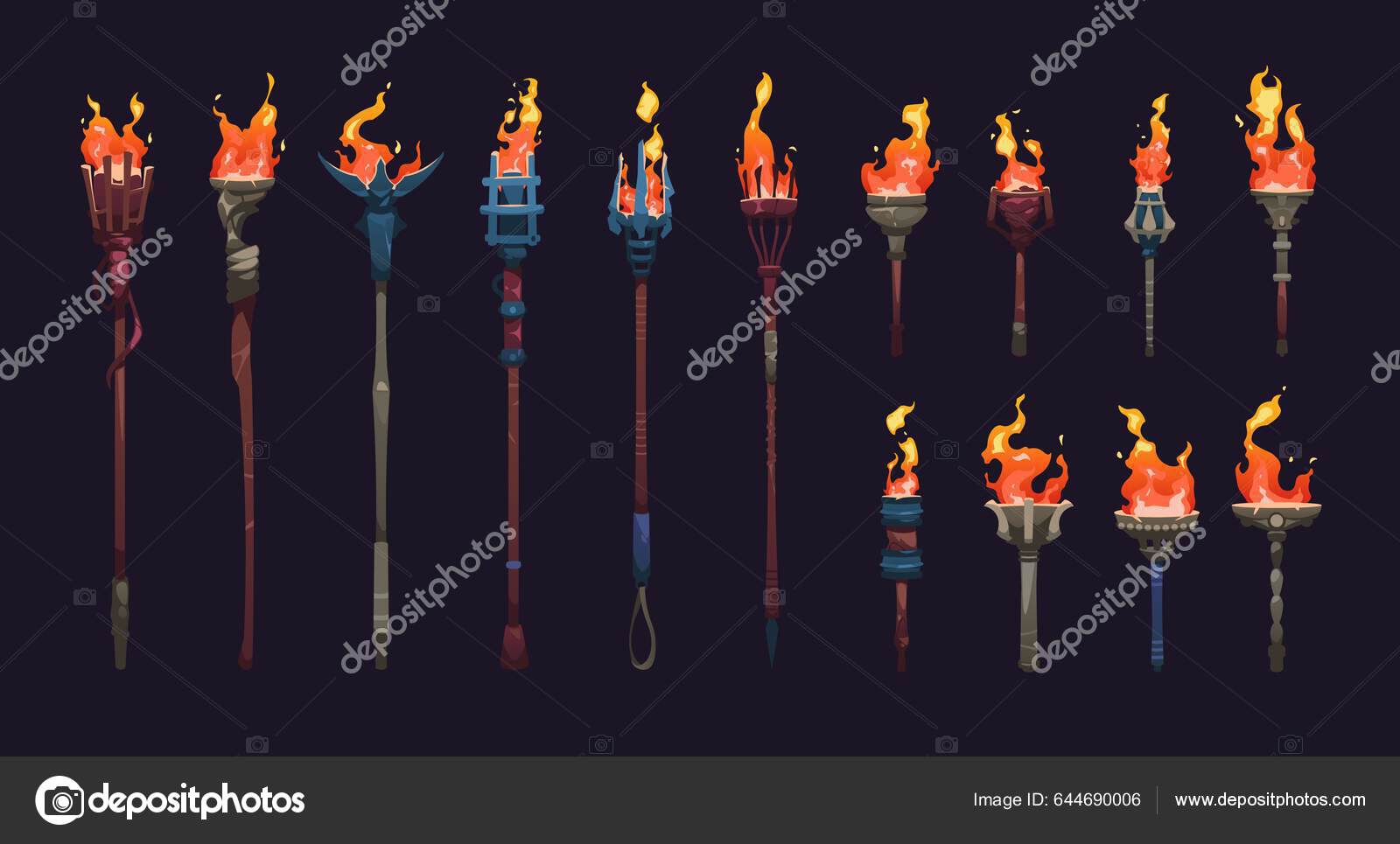 Medieval cartoon flag set game design assets Vector Image