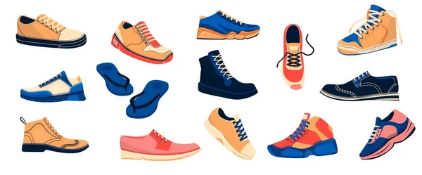 Чоловіча Колекція Взуття Модні Чоловічі Кросівки Спортивні Взуття Випадкові Формальні — стоковий вектор