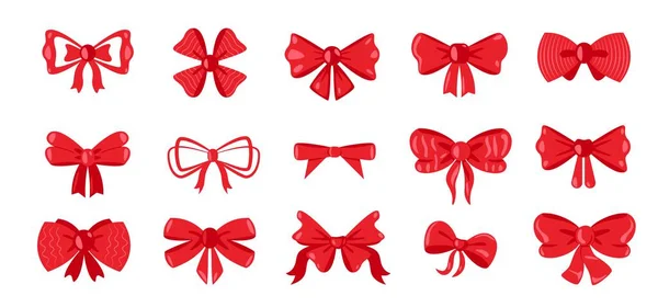 Cartoon Gift Bows Decorative Bowknot Ribbons Wrapping Present Package Cute — Stock Vector