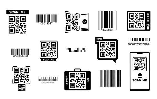 Штрих Коды Коды Простая Идентификация Упаковки Этикетки Наклейки Рамка Смартфона — стоковый вектор