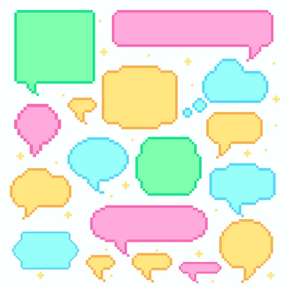 Pixel Speech Bubbles Collection Various Form Shape Vector Message Talk — Stock Vector