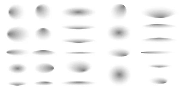 丸い影 柔らかいグラデーションのラウアウト 現代的なぼやけた楕円形のフレーム グランジベニア上と下の要素 グラデーションレイアウト図のベクトル分離コレクション — ストックベクタ