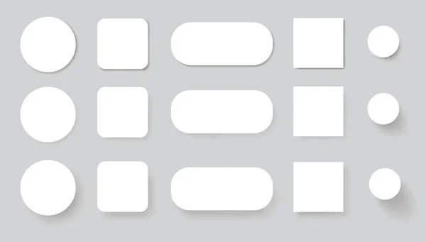 ボタンの影 現代の装飾シンプルでミニマルなユーザーインターフェイスアイコン シンプルな形状のラウンドと正方形のバッジ 影のイラストとボタンインターネットのベクトル分離セット — ストックベクタ
