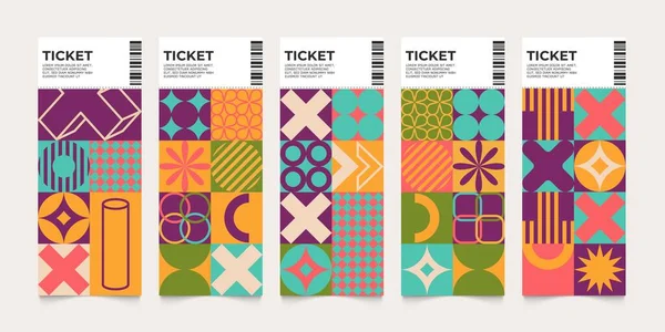 Tickets Abstracte Lauout Hedendaagse Print Van Creatieve Uitnodigingsflyer Met Minimalistische — Stockvector