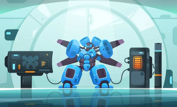 Scena Cyberpunkowa Androida Futurystyczny Cyborg Roboty Cyberelektroniczne Postacie Wirtualnym Mieście — Wektor stockowy