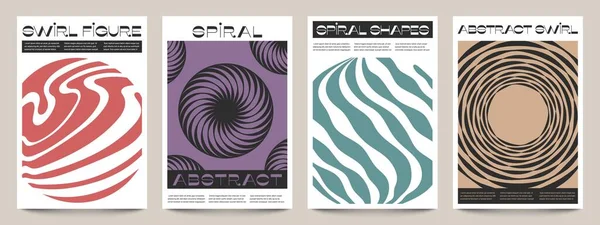 Cartel Espiral Brutal Abstracto Marco Negro Minimalista Con Remolinos Geométricos — Archivo Imágenes Vectoriales