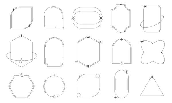最小限のフレーム 単純な幾何学的なアウトライン境界 最小限の装飾的な線形要素 ベクトル現代のバウハウスラインフレームコレクション最小限のアウトラインシンプルなイラスト — ストックベクタ