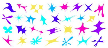 Y2k işaret fişeği formları. Modern gaddar figürler ve metamodern yıldırımı, parlak ve dinamik ve fütürist. Postmodern ve çağdaş havai fişekler, asit ışını ve patlama, cesur vahşet örnekleri