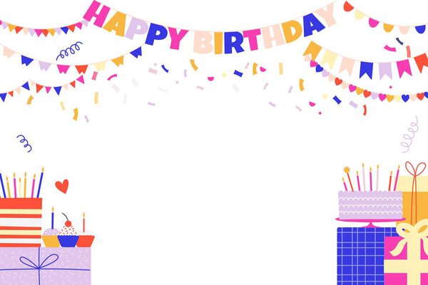 Birthday Decoration Background Happy Holiday Greetings Card Falling Balloons Colorful — Stock Vector