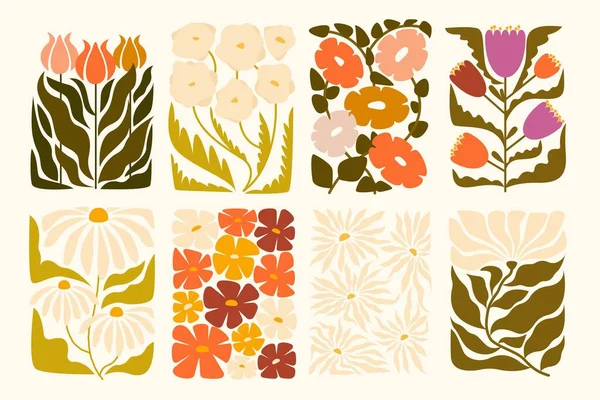 Цветы Внутренняя Живопись Цветочный Букет Вазе Красочные Натуральные Ботанические Украшения — стоковый вектор