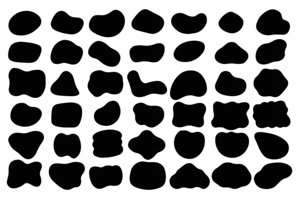 Black Organic Abstract Shapes Seamless Print Rough Irregular Blob Splotch — Stock Vector