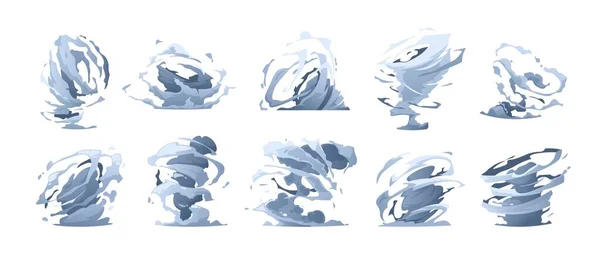 Cartoon Tornado Effect Windy Cyclone Hurricane Whirlwind Animation Sprite Fast — Stock Vector
