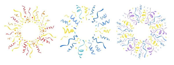 Molduras Confete Fita Círculo Elementos Borda Dos Desenhos Animados Com — Vetor de Stock