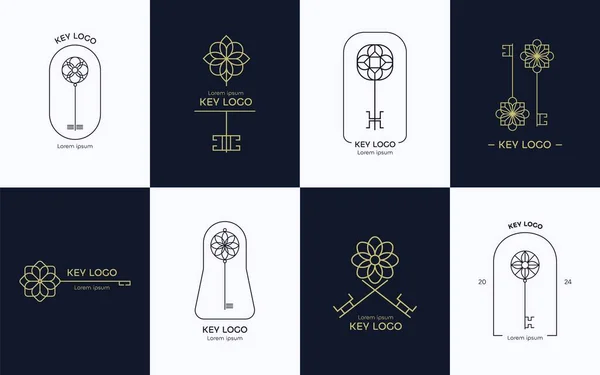 Keys Logo Endlose Schleifen Verzieren Schlüsselanhänger Für Immobilienunternehmen Dekoratives Sicherheitssymbol — Stockvektor